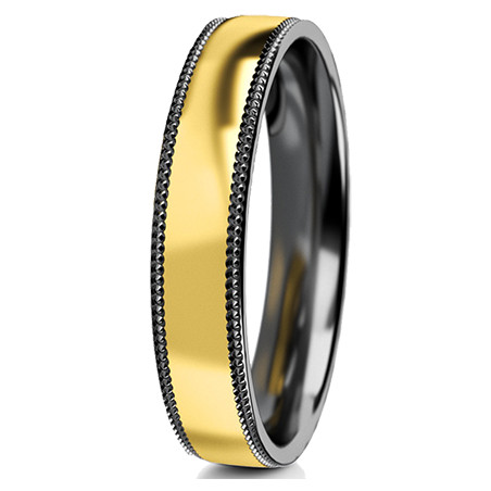 Obrączka półokrągła z miligryfem 5mm Tantal + Złoto próba 585