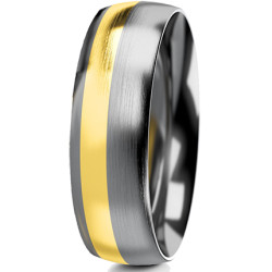Obrączka półokrągła 6mm Tantal + Złoto próba 585