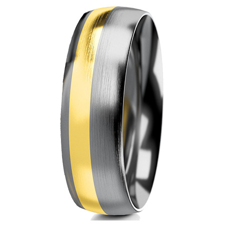 Obrączka półokrągła 6mm Tantal + Złoto próba 585