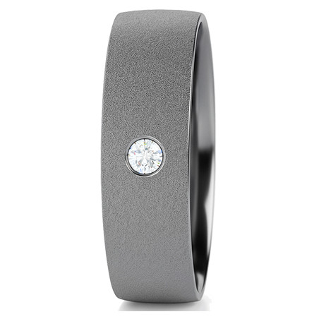 Obrączka półokrągła matowana 6mm Tantal - Diament 0,03 ct