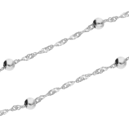 Łańcuszek fantazyjny splot singapur i gładkie kulki, srebro 925