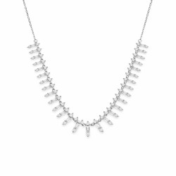 Naszyjnik srebrny z cyrkoniami o szlifie bagieta