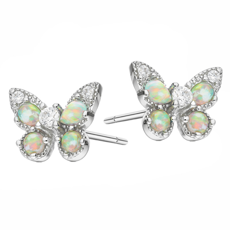 Kolczyki motylki z opalami jubilerskimi, srebro 925