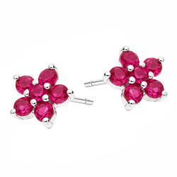 Kolczyki srebrne cyrkonie ciemno różowe, srebro 925