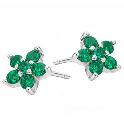 Kolczyki kwiatuszki z cyrkonią zieloną, srebro próby 925