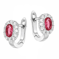 Kolczyki dla dziewczynki markiza z cyrkonią ciemno różową, srebro 925