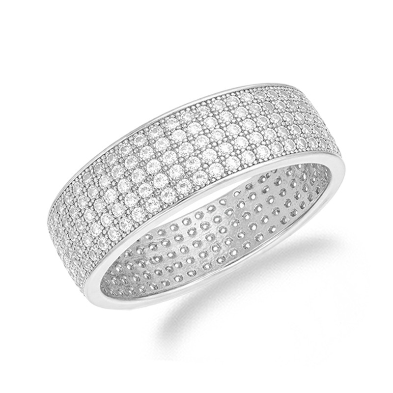 Pierścionek srebrny Line z cyrkoniami próba 925