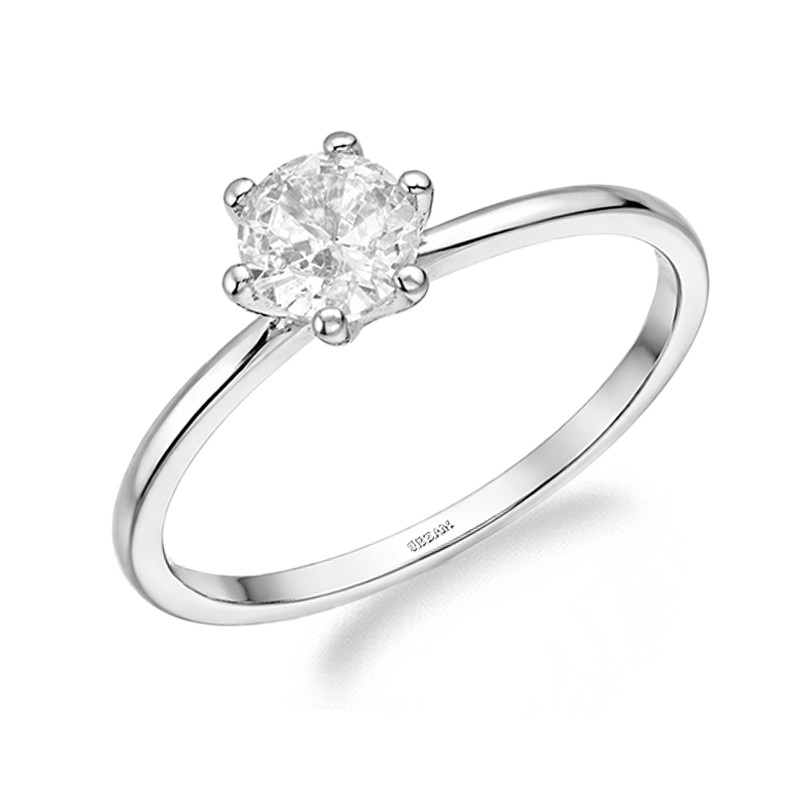 Pierścionek srebrny z cyrkonią 5 mm, srebro próby 925