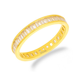 Pierścionek obrączka Miłości z cyrkoniami bagieta, srebro 925 koloru złotego