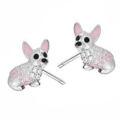 Kolczyki dla dziecka piesek z cyrkoniami, srebro 925