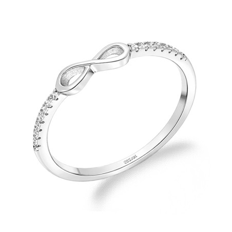 Pierścionek z cyrkoniami i gładkim infinity, srebro próby 925