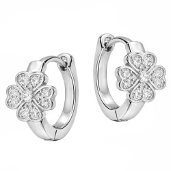 Kolczyki koniczyna z serc na kółku, srebro 925