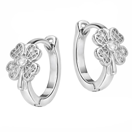 Kolczyki dla dziecka kółka z koniczynką, srebro 925