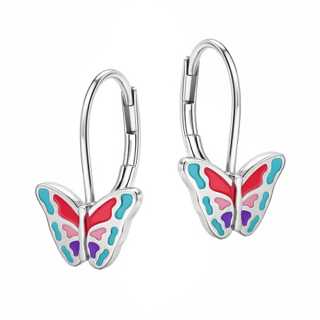 Kolczyki dla dziewczynki emaliowane motylki, srebro 925