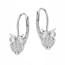 Kolczyki dla dziecka sowa z cyrkoniami, srebro 925