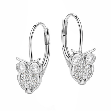 Kolczyki dla dziecka sowa z cyrkoniami, srebro 925