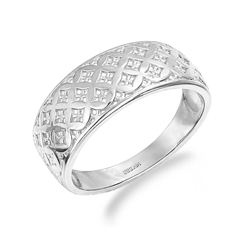 Pierścionek blaszka w formie ażurowej siatki, srebro 925