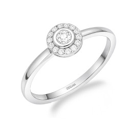 Pierścionek srebrny markiza okrągła, srebro 925