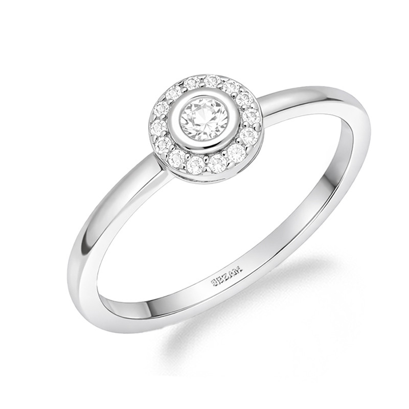 Pierścionek srebrny markiza okrągła, srebro 925