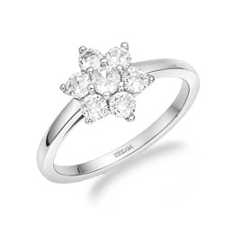 Pierścionek kwiatek z cyrkonii, srebro 925