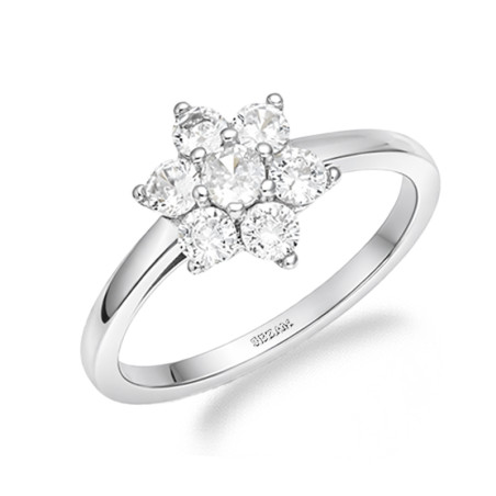 Pierścionek kwiatek z cyrkonii, srebro 925