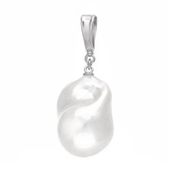 Wisiorek srebrny 925 z naturalną perłą barokową