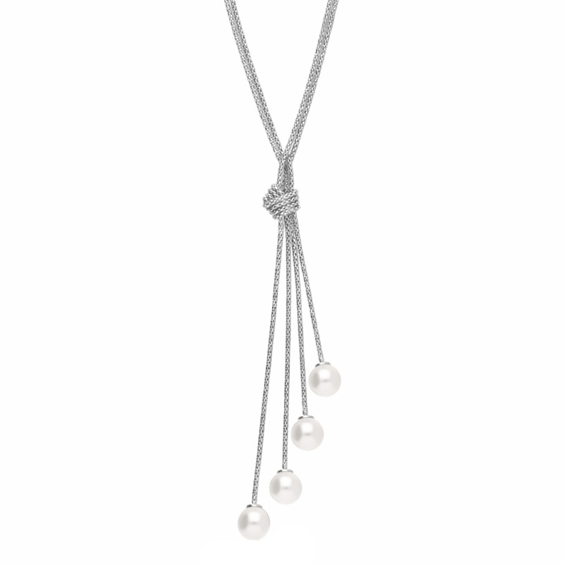 Naszyjnik srebrny próby 925 coreana z perełkami jubilerskimi