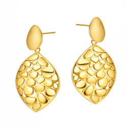 Kolczyki łezka duża łuski otwarte ze srebra 925 koloru złotego