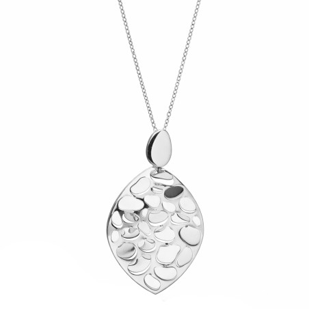 Naszyjnik łezka duża łuski otwarte, srebro próby 925
