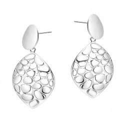 Kolczyki wiszące łezka duża łuski otwarte, srebro próby 925