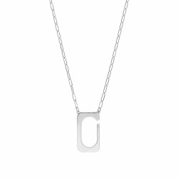 Naszyjnik srebrny próby 925 z wisiorem w formie otwartego prostokąta