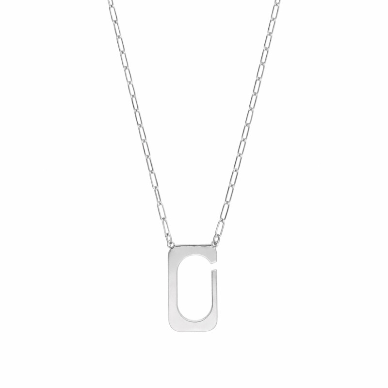 Naszyjnik srebrny próby 925 z wisiorem w formie otwartego prostokąta