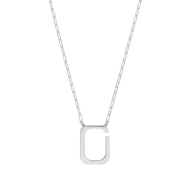 Naszyjnik anker z wisiorkiem w formie otwartego kwadratu, srebro 925