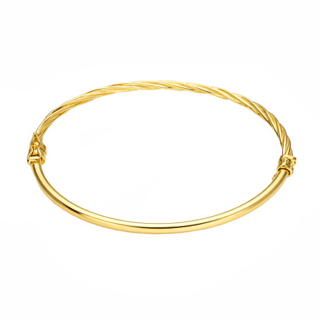 Bransoletka srebrna 925 bangla gładka i skręcona, kolor złoty