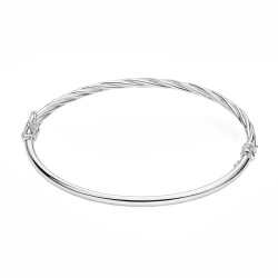 Bransoletka bangla gładka i skręcona ze srebra 925