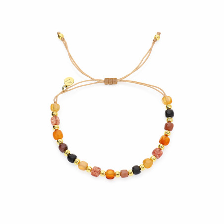 Bransoletka sznurkowa z fasetowanymi kamieniami i elementami ze srebra 925