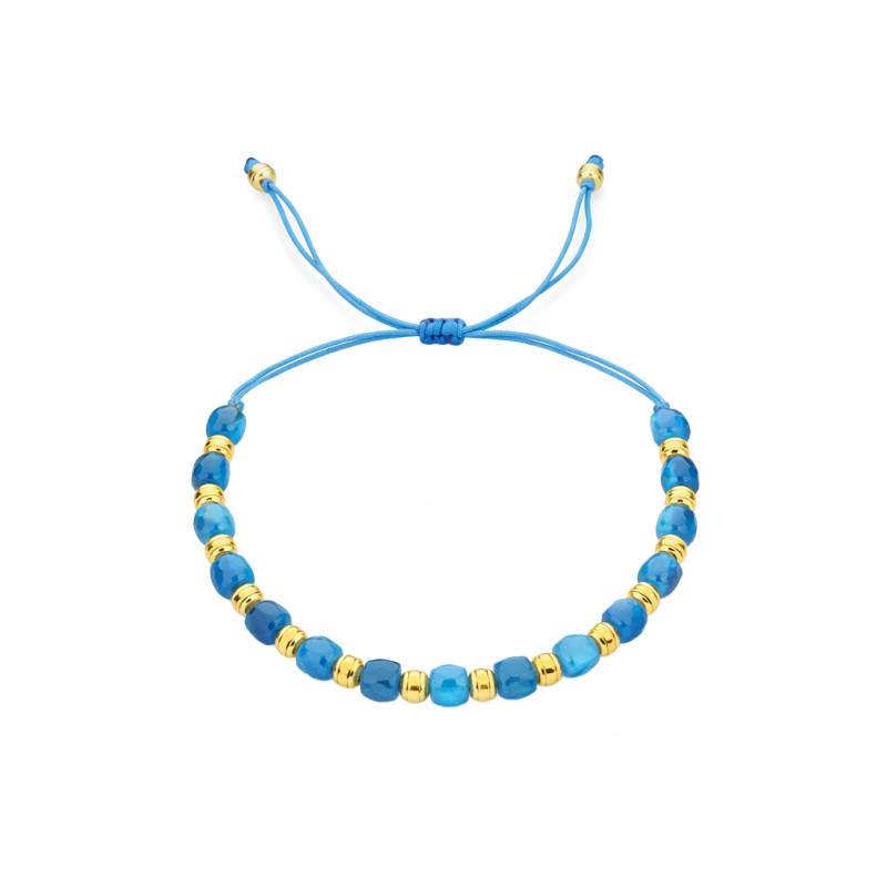 Bransoletka sznurkowa z apatytem i srebrnymi elementami próby 925