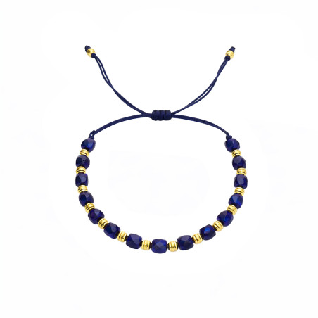 Bransoletka sznurkowa z fasetowanymi kostkami lapis lazuli, srebro 925