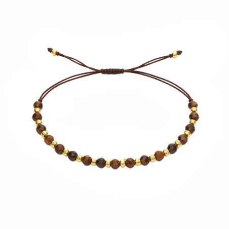 Bransoletka sznurkowa z fasetowanym bronzytem i elementami ze srebra 925