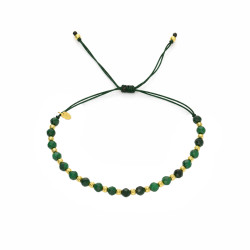 Bransoletka sznurkowa z fasetowanym malachitem i elementami ze srebra 925