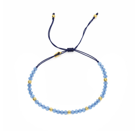 Bransoletka sznurkowa z fasetowanymi agatami niebieskimi i srebrnymi elementami próby 925