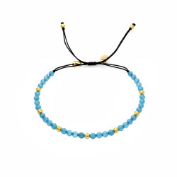 Bransoletka sznurkowa z fasetowanymi kulkami apatytu z elementami ze srebra 925