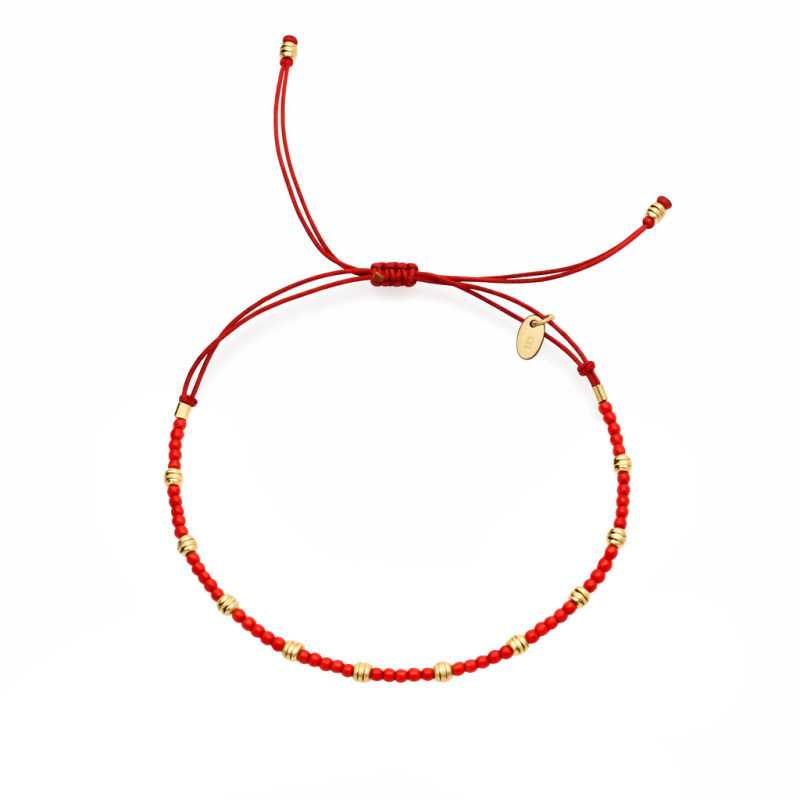 Bransoletka sznurkowa z kryształkami Swarovski i elementami ze srebra 925 koloru złotego