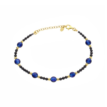 Bransoletka z szafirami fasetowanymi i kryształkami Swarovski, zapięcie ze srebra 925