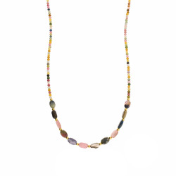 Naszyjnik z kolorowymi turmalinami i srebrnymi elementami próby 925