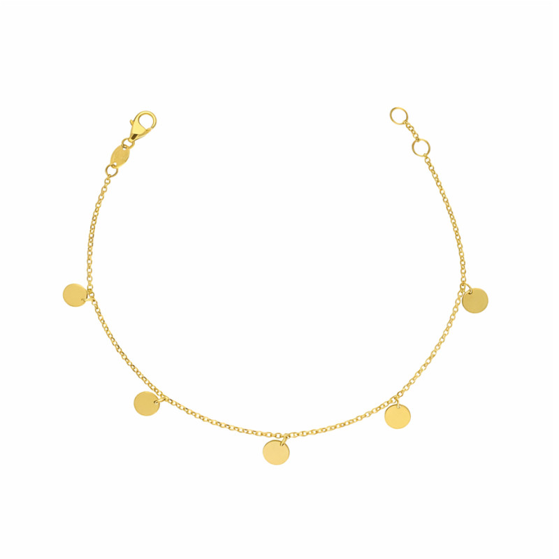 Bransoletka złota wiszące koła blaszki próba 585