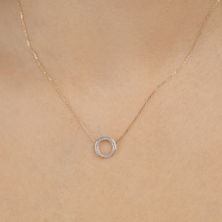 Naszyjnik oponka z diamentami 0,07 ct, złoto 585