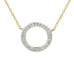 Naszyjnik oponka z diamentami 0,07 ct, złoto 585