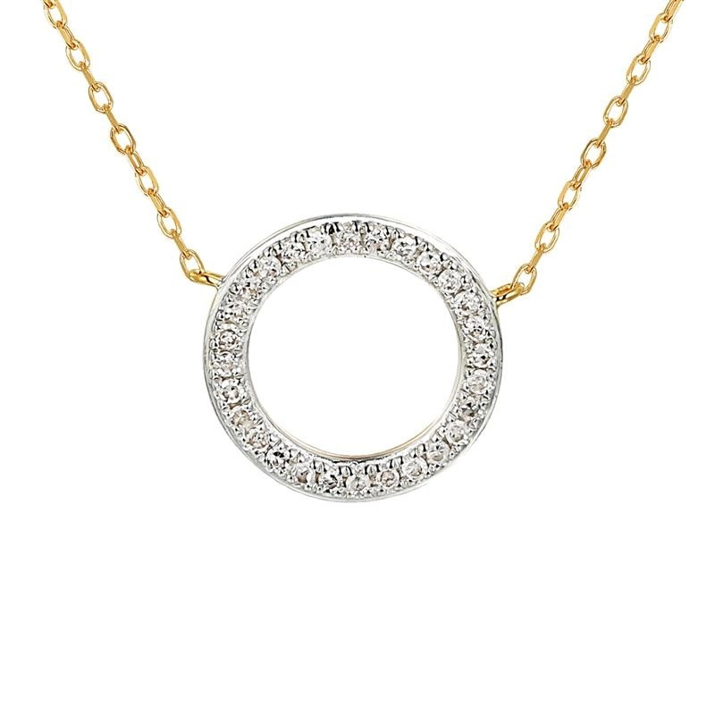 Naszyjnik oponka z diamentami 0,07 ct, złoto 585