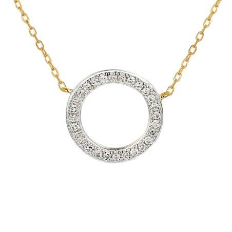 Naszyjnik oponka z diamentami 0,07 ct, złoto 585